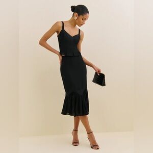 Reformation Black Midi skirt and top